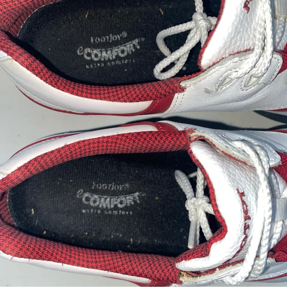 Footjoy Golf Shoes Cleats 9M White Red Style 98322 Lace Up Excellent Condition main image 8